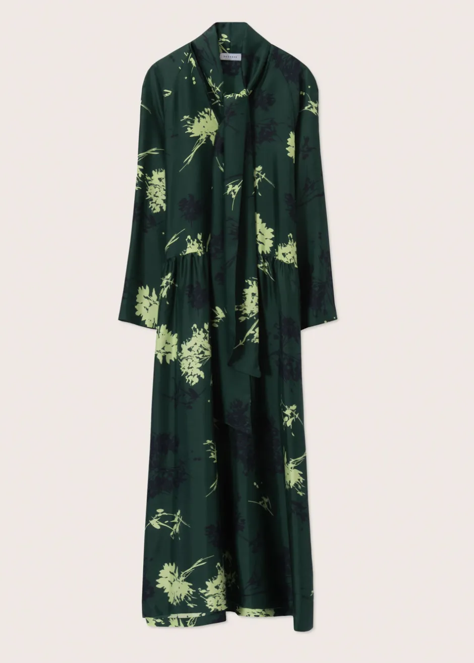 Robes | Rosso35 Robe longue froncé sur la taille et col à foulard